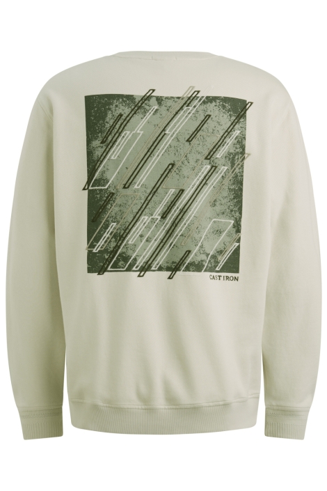 Cast Iron ecru heren sweater | Achteraanzicht