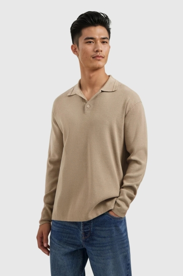 Pure Path Polo HEAVY KNIT POLO 25030810 53 TAUPE