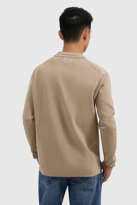 Pure Path taupe heren polo | Model achteraanzicht
