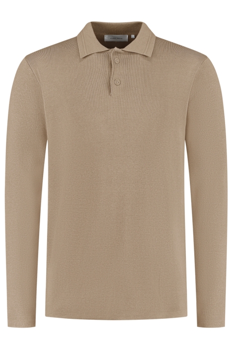 Pure Path taupe heren polo | Vooraanzicht