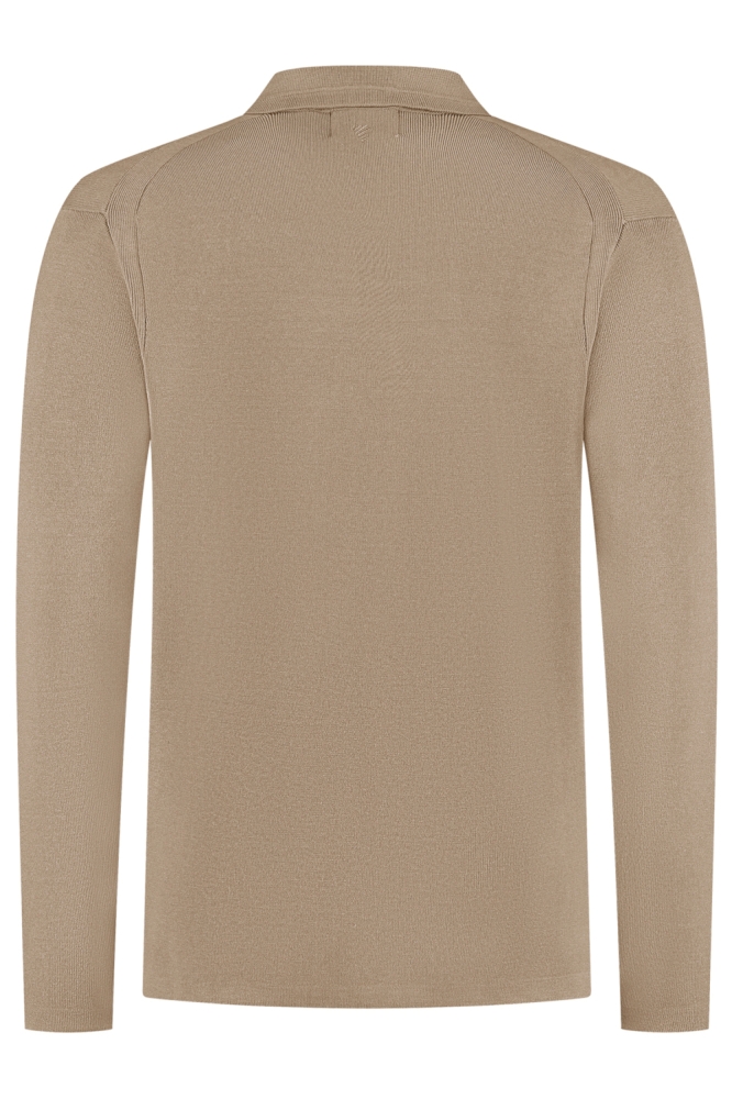 Pure Path taupe heren polo | Achteraanzicht