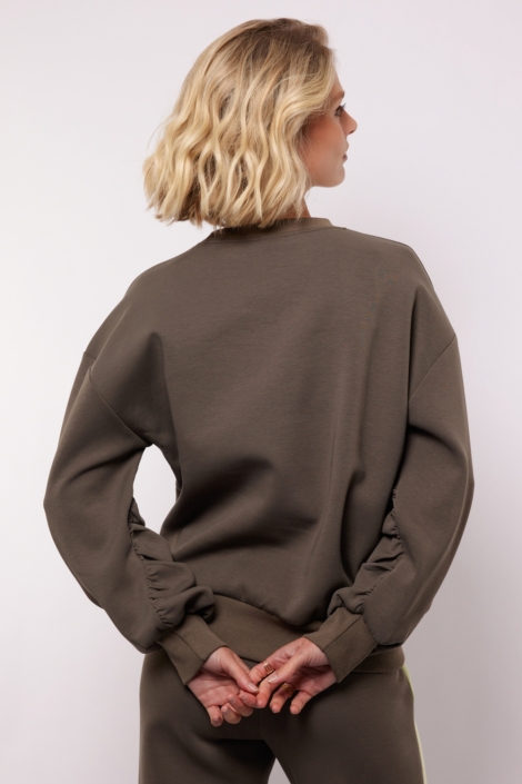 Fluresk grijze dames sweater | Model achteraanzicht