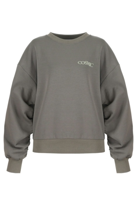 Fluresk grijze dames sweater | Vooraanzicht