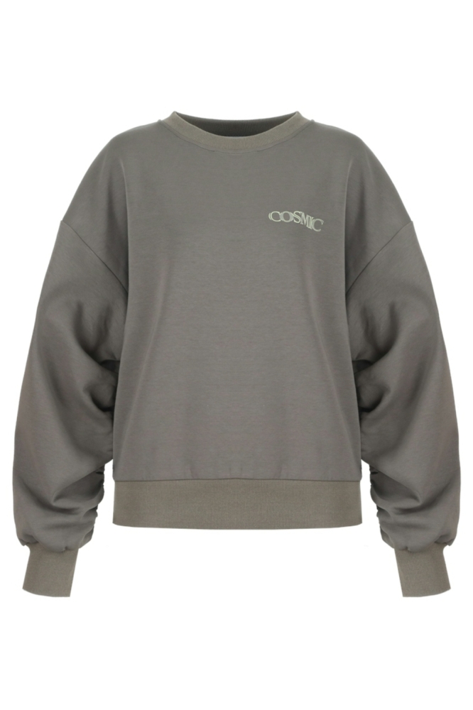 Fluresk grijze dames sweater | Vooraanzicht