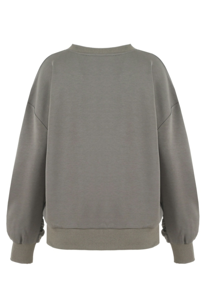 Fluresk grijze dames sweater | Achteraanzicht
