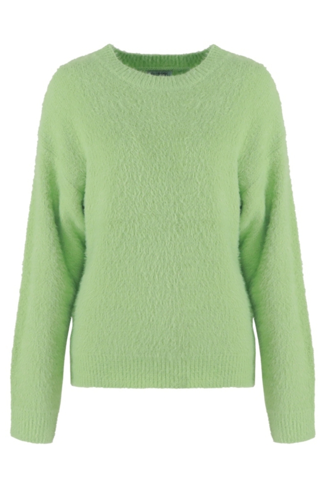 Fluresk groene dames sweater | Vooraanzicht