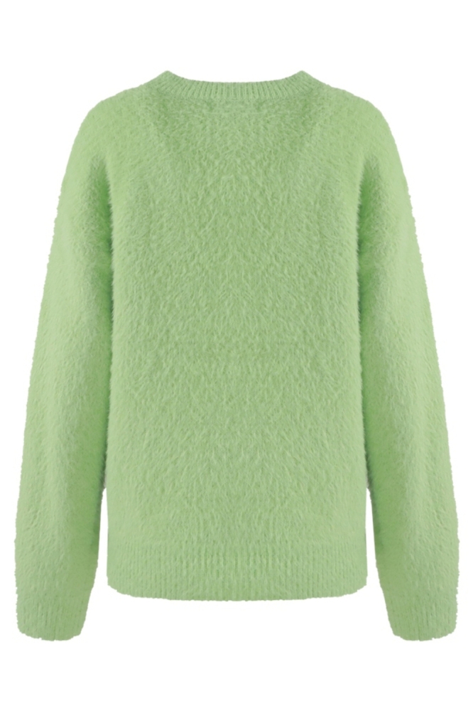 Fluresk groene dames sweater | Achteraanzicht