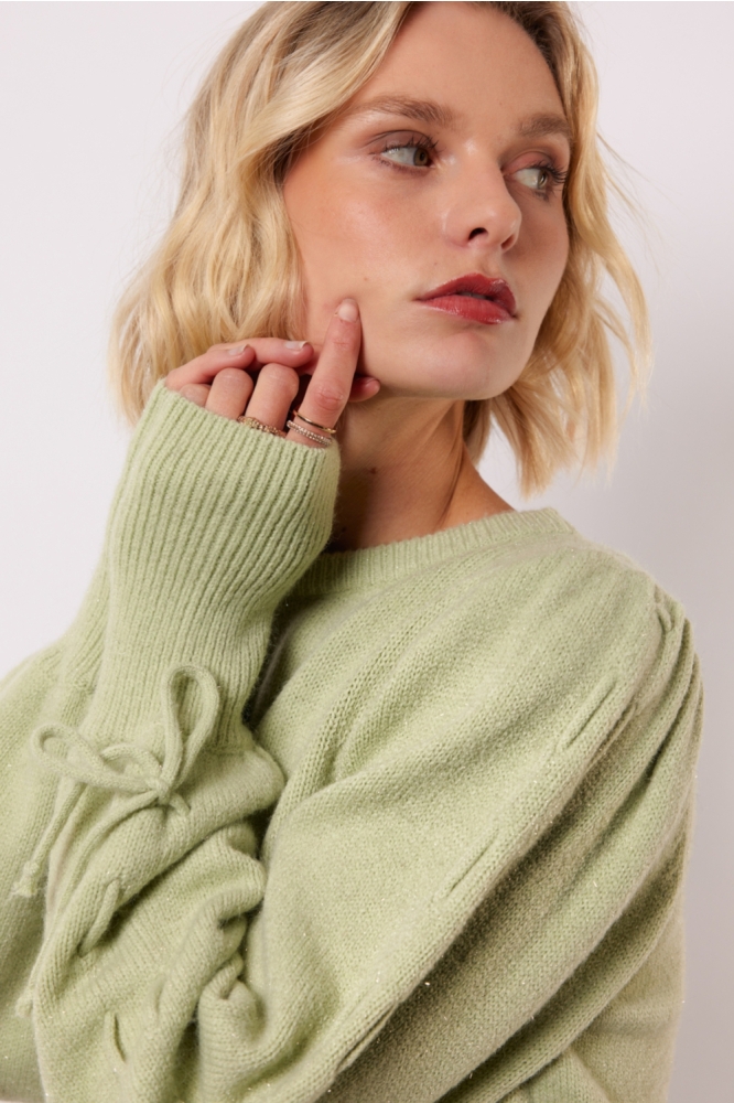 Fluresk groene dames trui | Close up