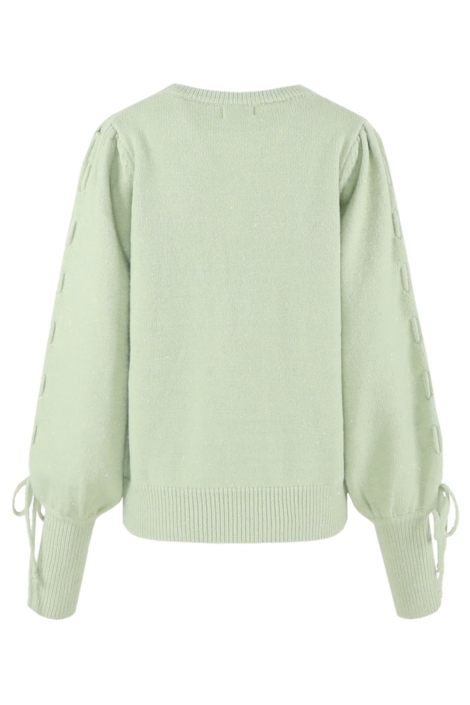 Fluresk groene dames trui | Achteraanzicht