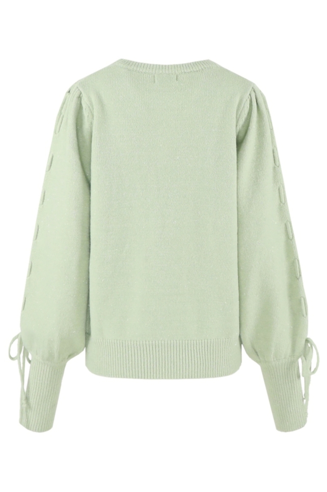 Fluresk groene dames trui | Achteraanzicht