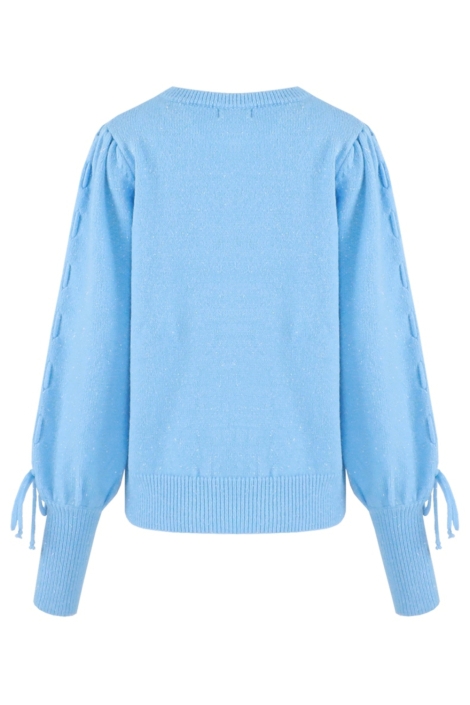 Fluresk blauwe dames trui | Achteraanzicht