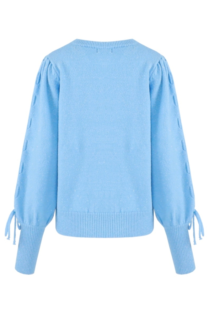 Fluresk blauwe dames trui | Achteraanzicht