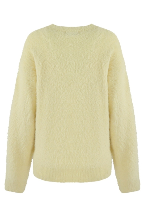 Fluresk gele dames trui | Achteraanzicht