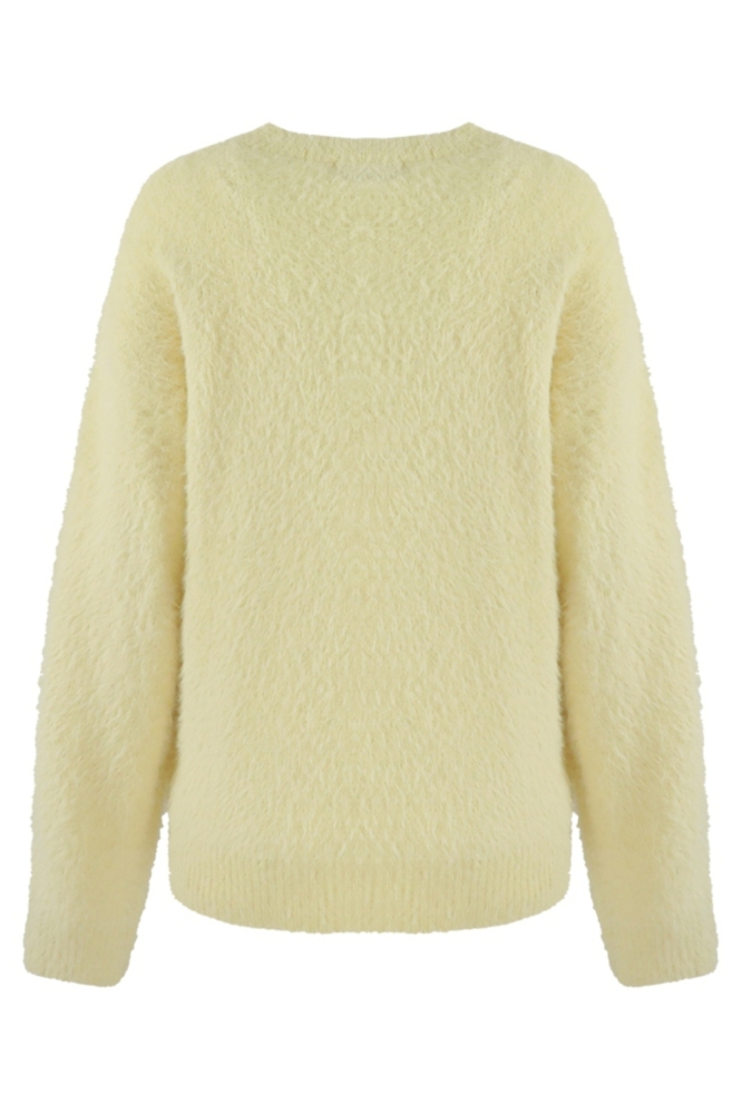 Fluresk gele dames trui | Achteraanzicht