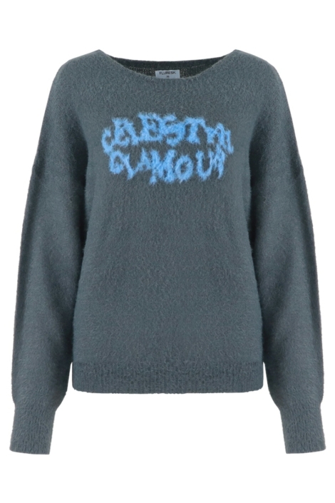 Fluresk grijze dames sweater | Vooraanzicht