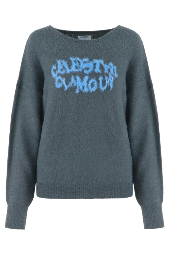 Fluresk grijze dames sweater | Vooraanzicht