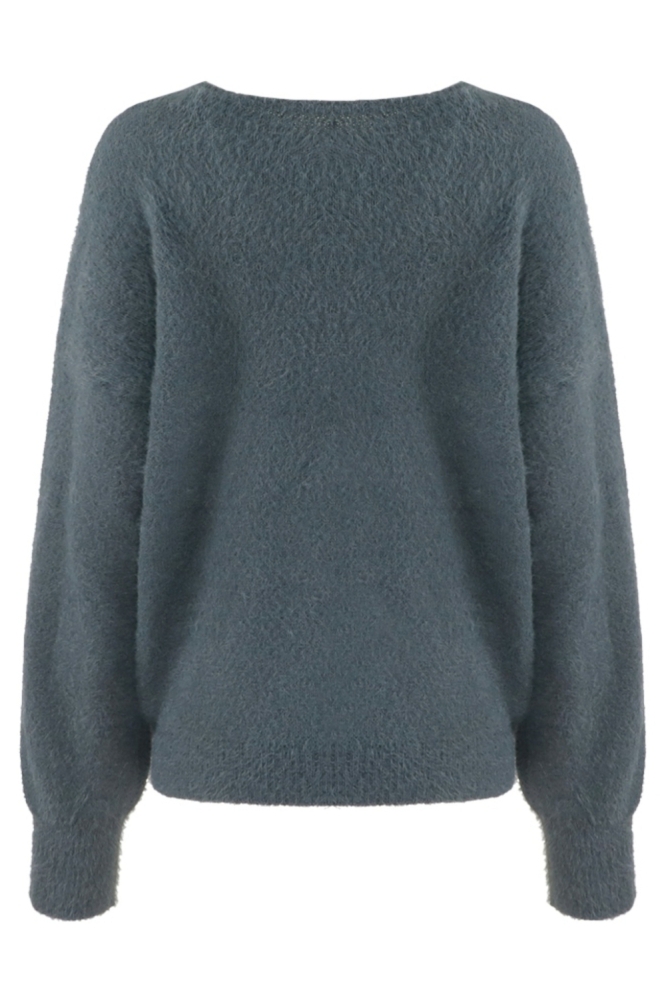 Fluresk grijze dames sweater | Achteraanzicht