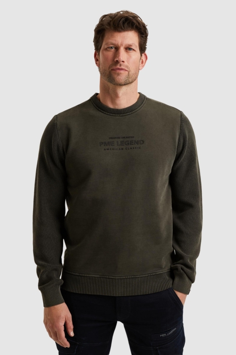PME legend grijze heren sweater | Model vooraanzicht