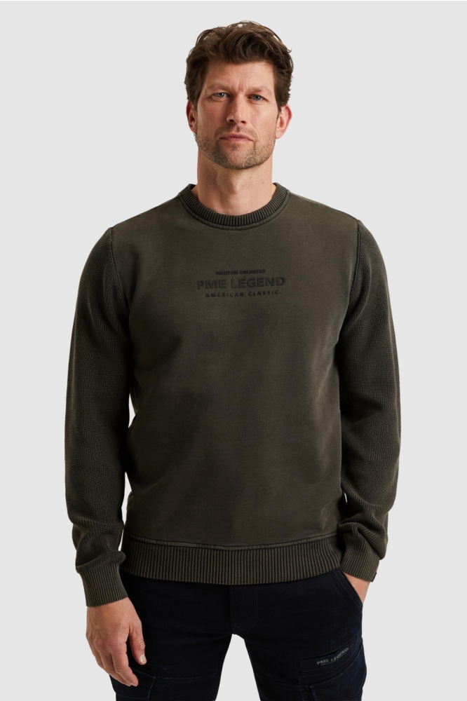 PME legend grijze heren sweater | Model vooraanzicht