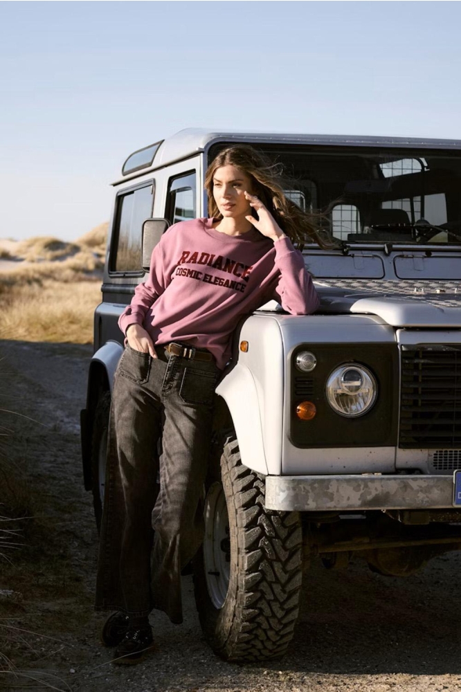 Kaffe paarse dames sweater | Sfeerbeeld, In situatie