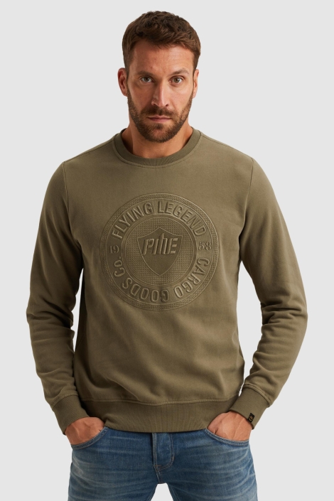PME legend groene heren sweater | Model vooraanzicht