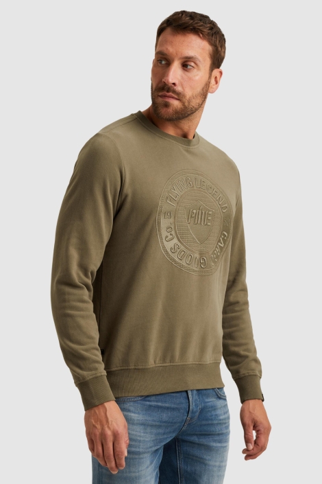 PME legend groene heren sweater | Model zijaanzicht