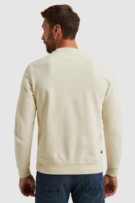 PME legend beige heren sweater | Model achteraanzicht
