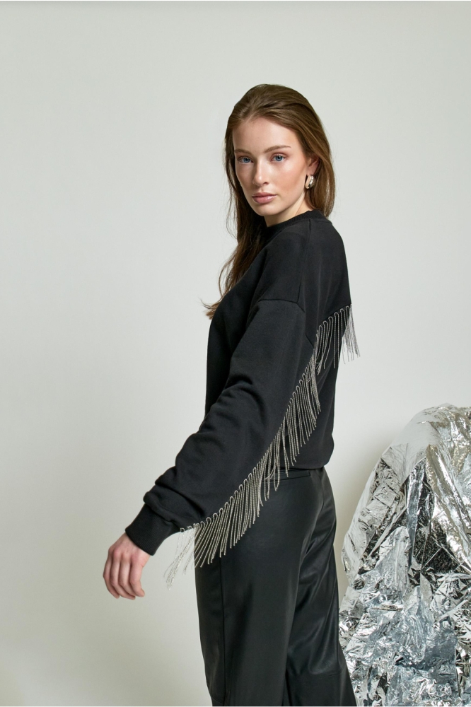 Minus zwarte dames sweater | Model zijaanzicht