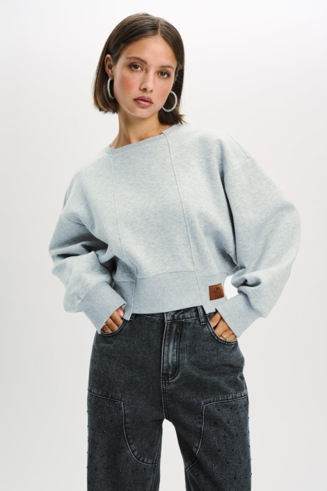 Refined Department grijze dames sweater | Model vooraanzicht