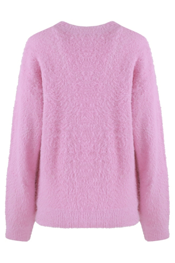 Fluresk roze dames trui | Achteraanzicht