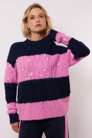 Fluresk SELERA KNIT SWEATER 25WVF03 625239 MIDNIGHT BLUE/BEGONIA PIN