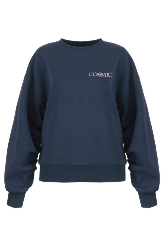 Fluresk blauwe dames sweater | Vooraanzicht