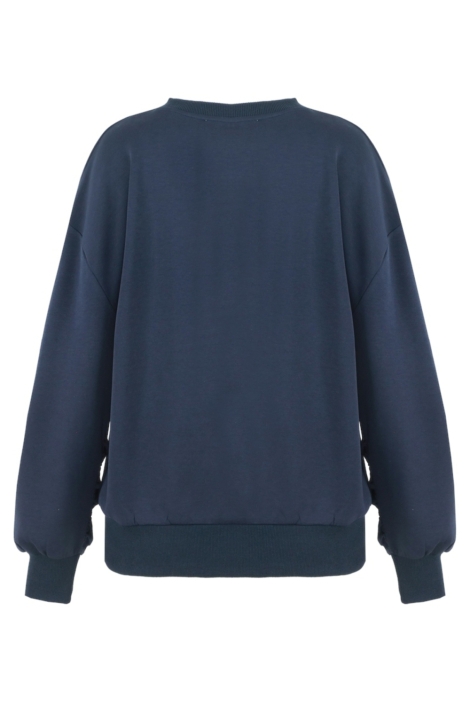 Fluresk blauwe dames sweater | Achteraanzicht