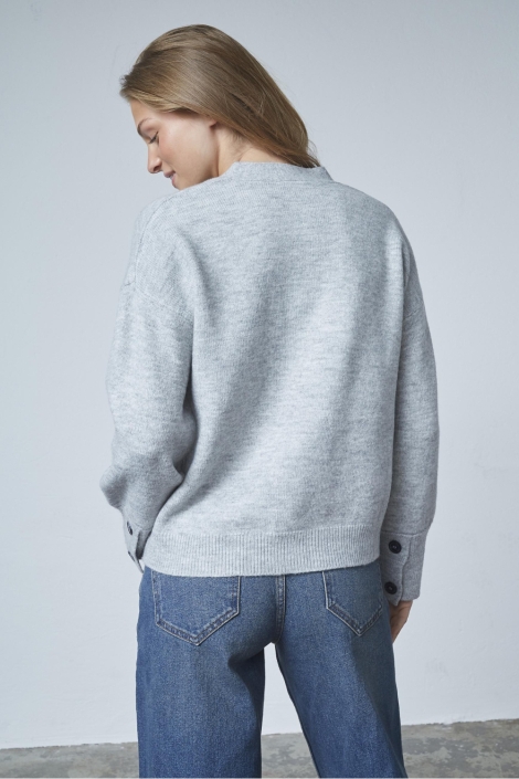 SisterS point grijze dames vest | Model achteraanzicht