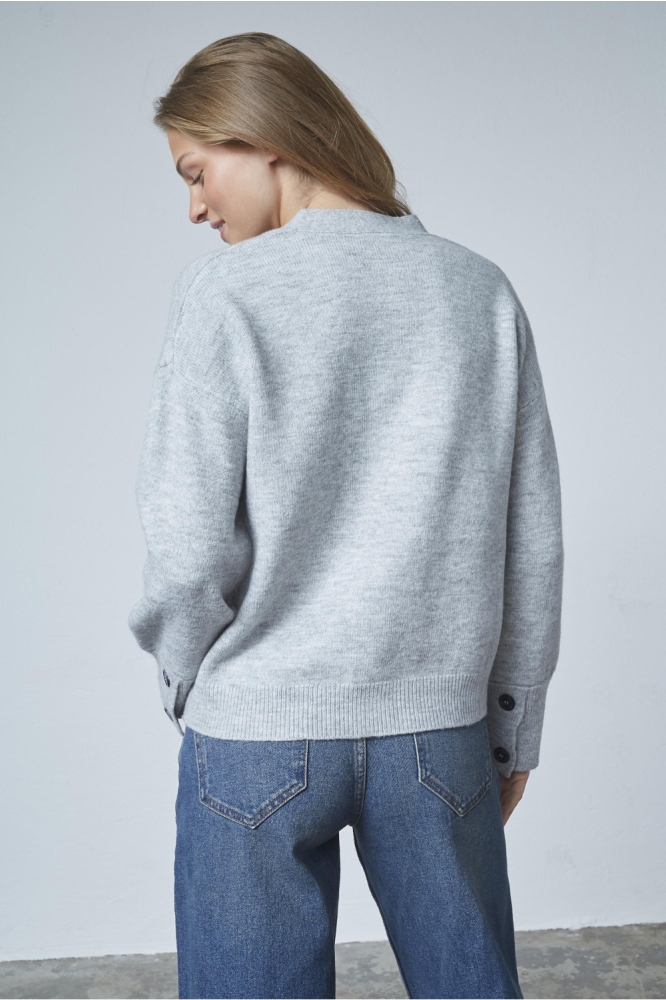 SisterS point grijze dames vest | Model achteraanzicht