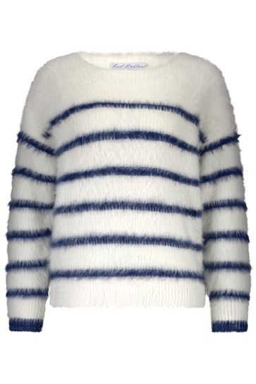 Red Button FUZZY SWEATER AND STRIPE SRB4616 Ecru/Indigo
