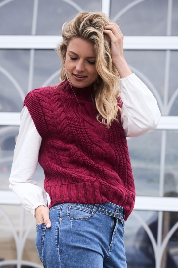 Red Button SLEEVELESS CABLE SRB4638 Ruby