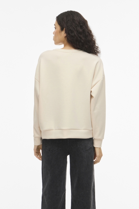 Vila beige dames sweater | Model achteraanzicht