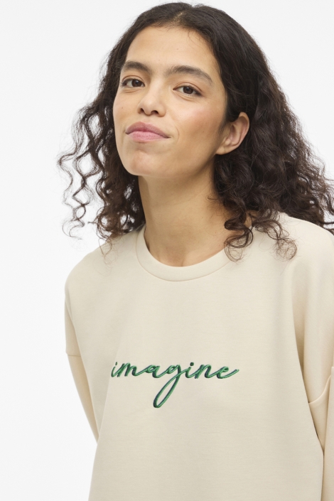 Vila beige dames sweater | Close up