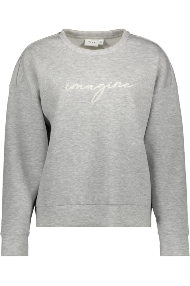 Vila grijze dames sweater | Vooraanzicht