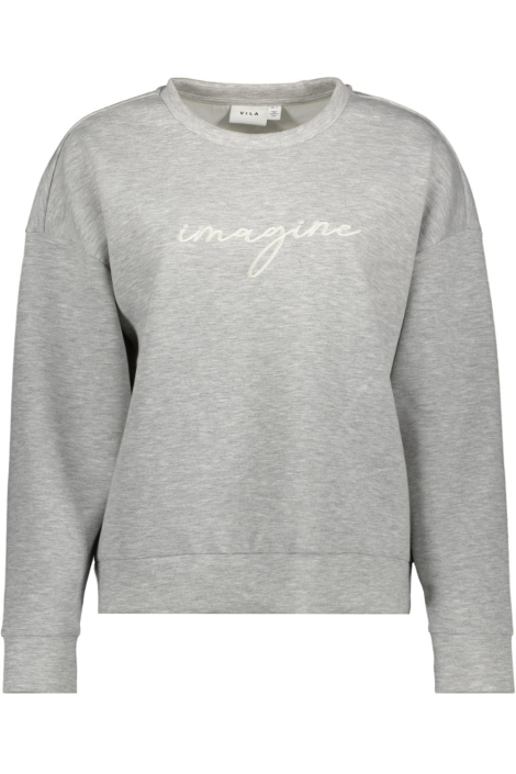 Vila grijze dames sweater | Vooraanzicht