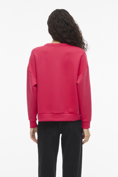 Vila rode dames sweater | Model achteraanzicht