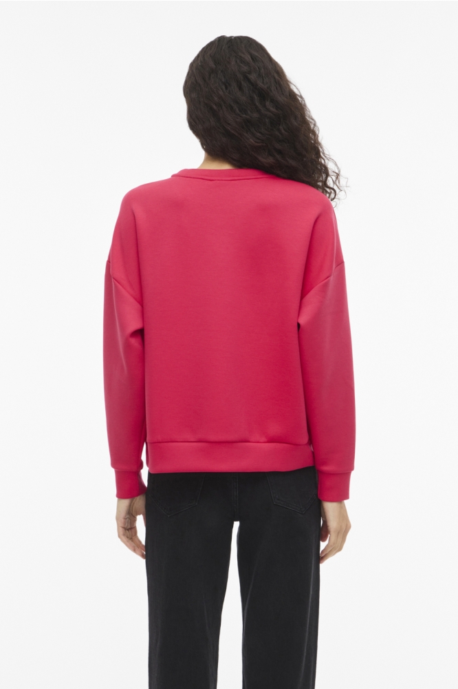 Vila rode dames sweater | Model achteraanzicht