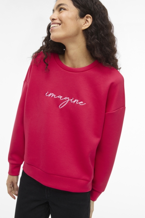 Vila rode dames sweater | Close up