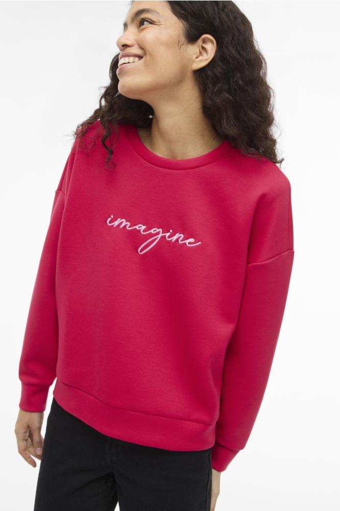 Vila rode dames sweater | Close up