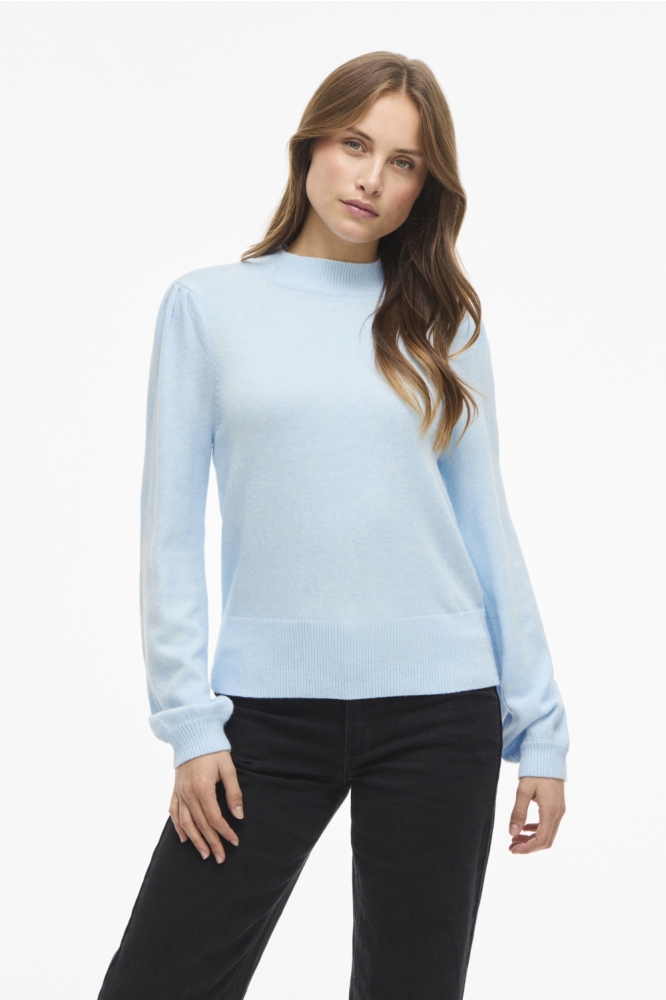 Vila blauwe dames sweater | Model vooraanzicht