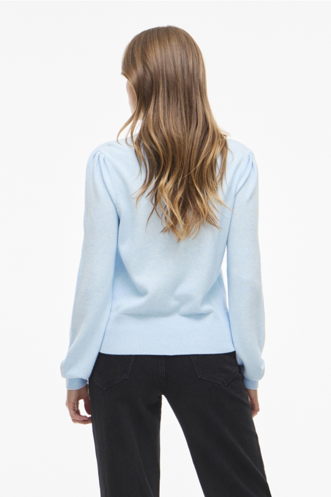 Vila blauwe dames sweater | Model achteraanzicht