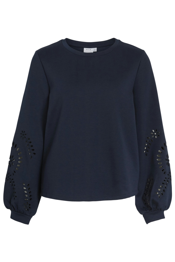 Vila blauwe dames sweater | Vooraanzicht