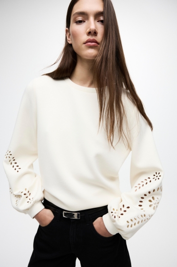 Vila visandy l/s detail sweat top - noos Beige