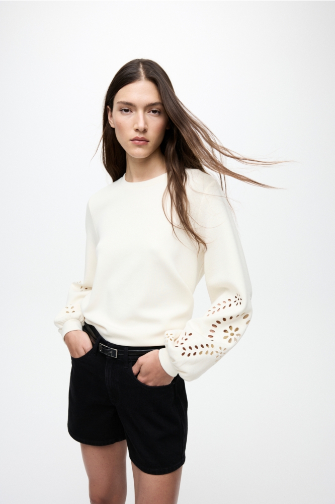 Vila beige dames sweater | Model vooraanzicht